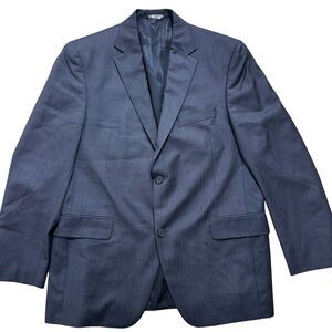 Jack Victor Jacket Mens 42R Gray Blue Stripe Blazer Wool Two Button Suit Coat